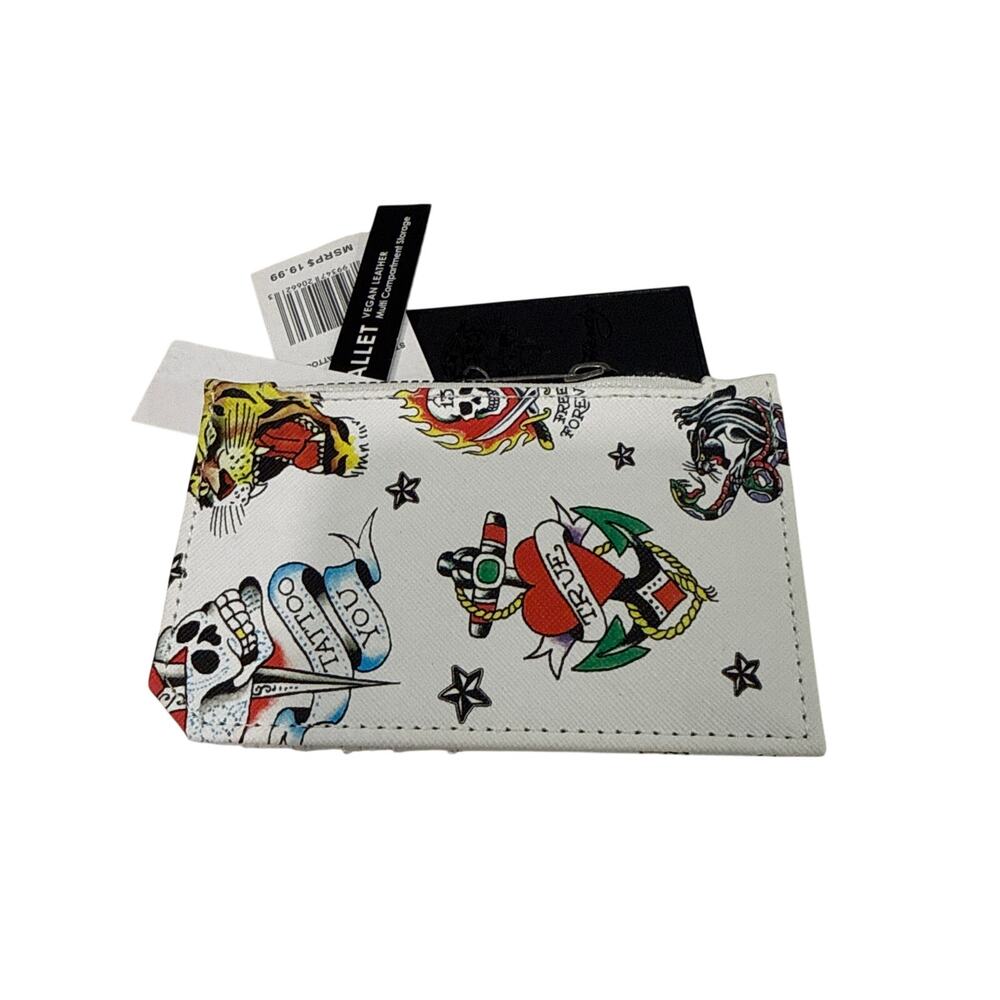Ed Hardy NWT card holder with zipper - Picture 3 of 5